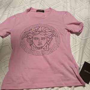 Versace Pink Medusa Women's rhinestone t shirt BNWT